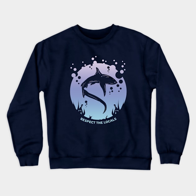 Respect the Locals - Shark conservation Crewneck Sweatshirt by TMBTM